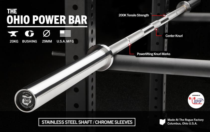 Rogue 20KG Ohio Power Bar - Stainless Steel | Rogue Australia Rogue Ohio Power Bar Stainless Steel